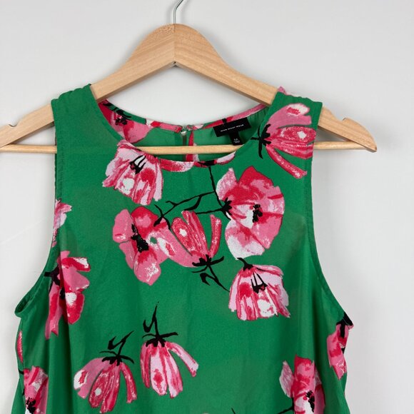 Women's Who What Wear Green and Pink Floral Sleeveless Blouse, Size M - Picture 2 of 8